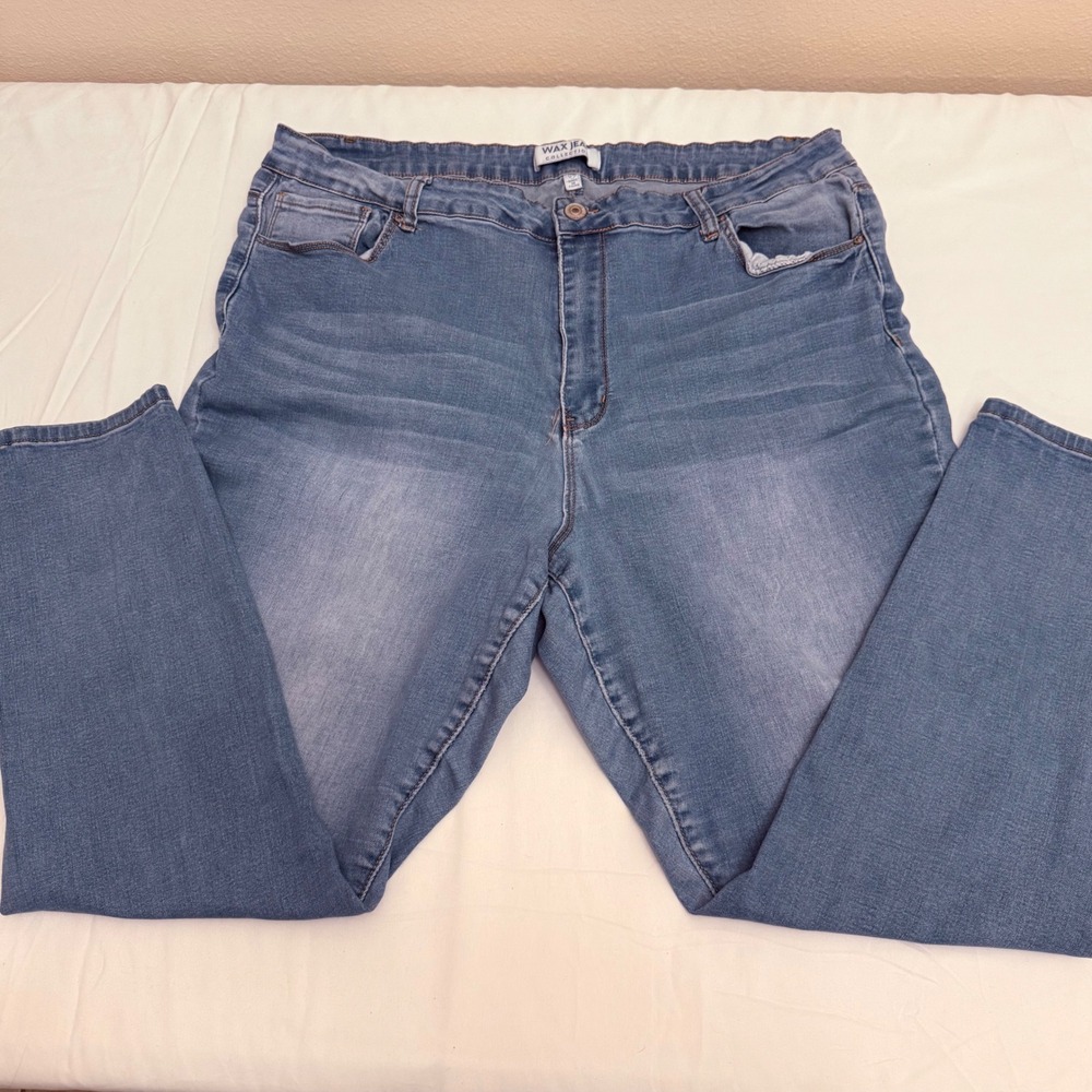 Wax Jean Collection Womens Plus Size 24 High Rise Skinny Jeans Medium Wash Blue